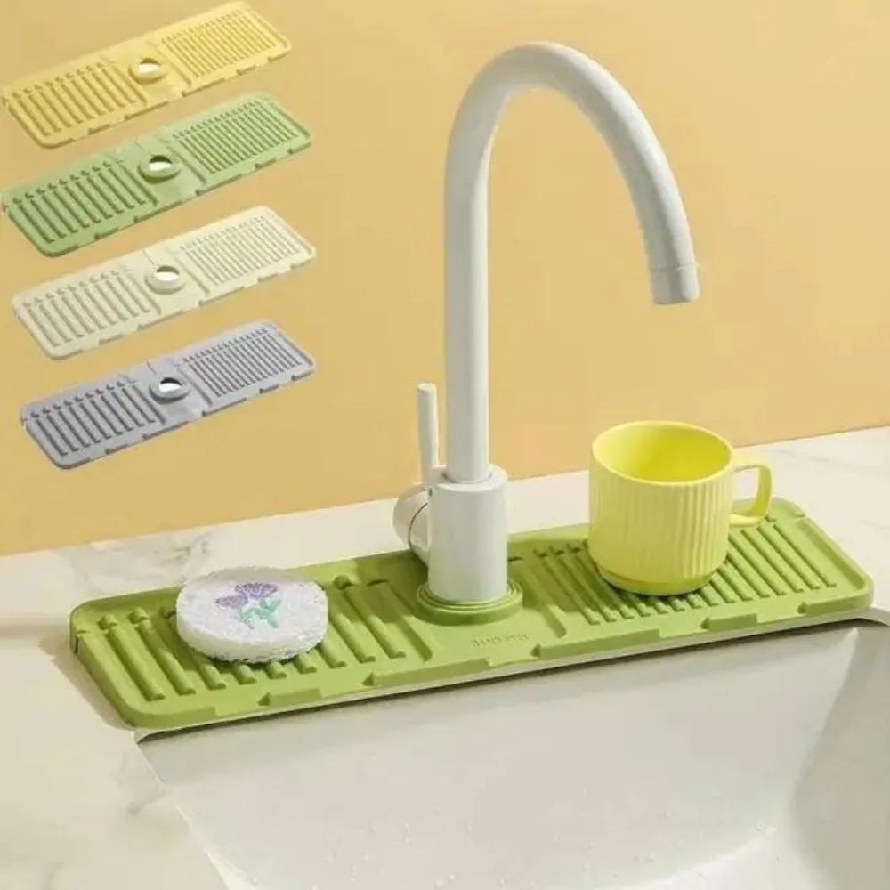 Silicone Sink Drying Mat Non-Slip Countertop Drainer Pad for Kitchen Bathroom Anti Splash Water Drain Mat for Faucet Basin