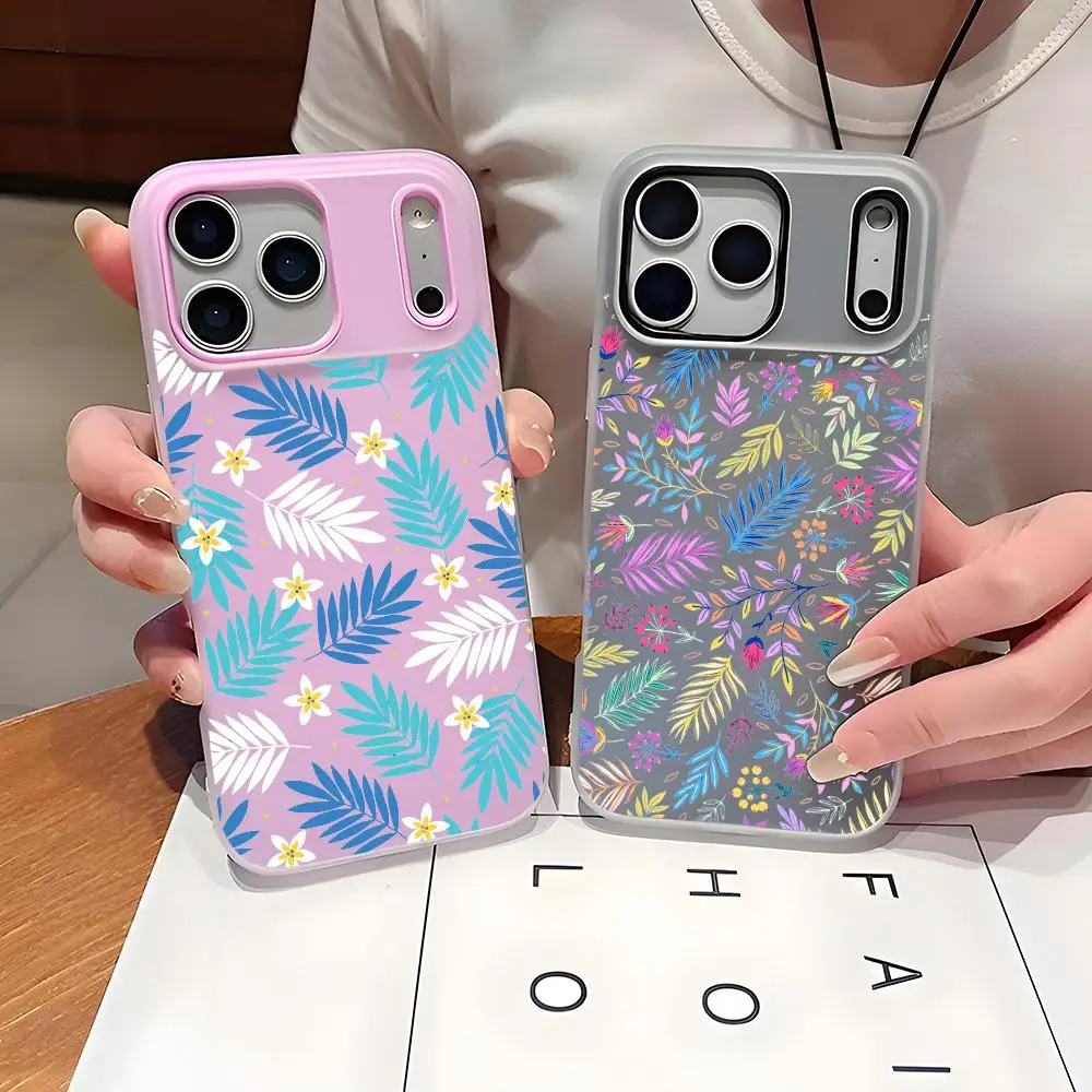 Luxury Ins Leaves Phone Case For IPhone 17 16 15 14 13 12 11 Pro Max Plus Mini Case Clear Jelly Shockproof Soft Cover