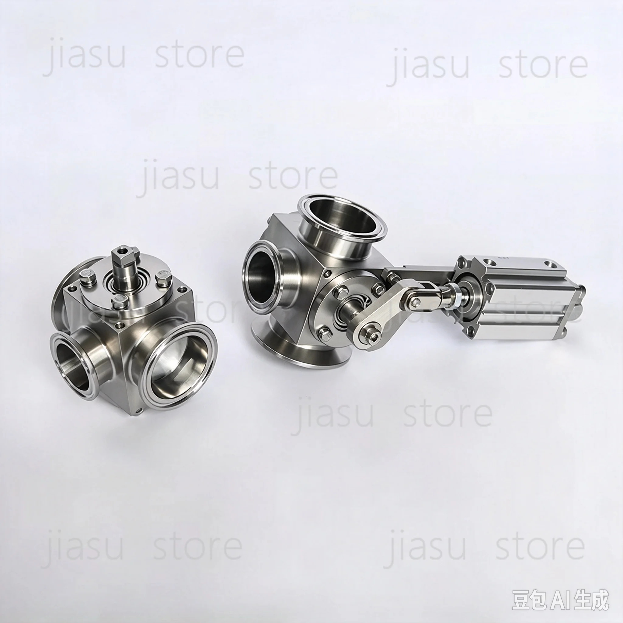 Three Way Pneumatic Rotary Valve, Filling Machine Sanitary Changeover Valve, Food Grade Fluid Pipe Control Accessory