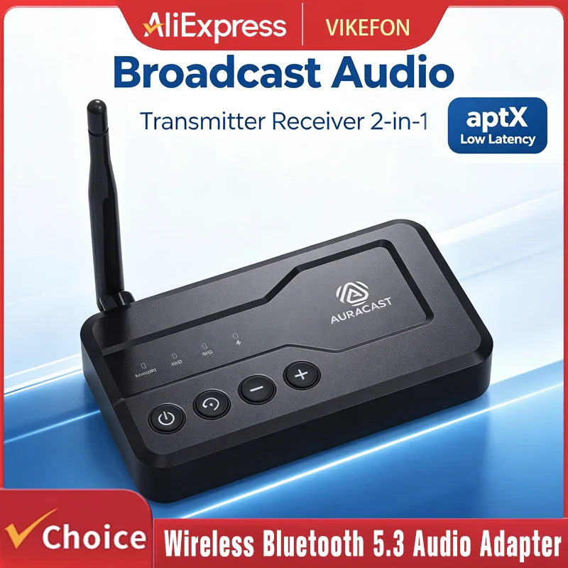 Wireless Bluetooth 5.3 Transmitter Receiver Function External Antenna aptX‑HD Low Latency 3.5 AUX Mic for PC TV Hi‑Fi Amplifier