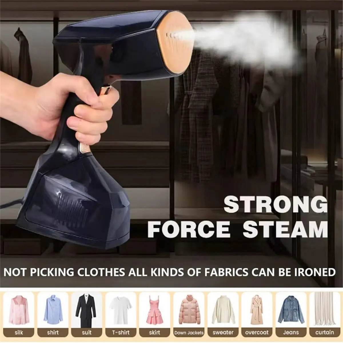 [Vend for]Portable Travel Steamer Iron for Clothes Handheld Steam Iron 3 Steam Levels Steamer with 360ml Water Tank EU Plug A