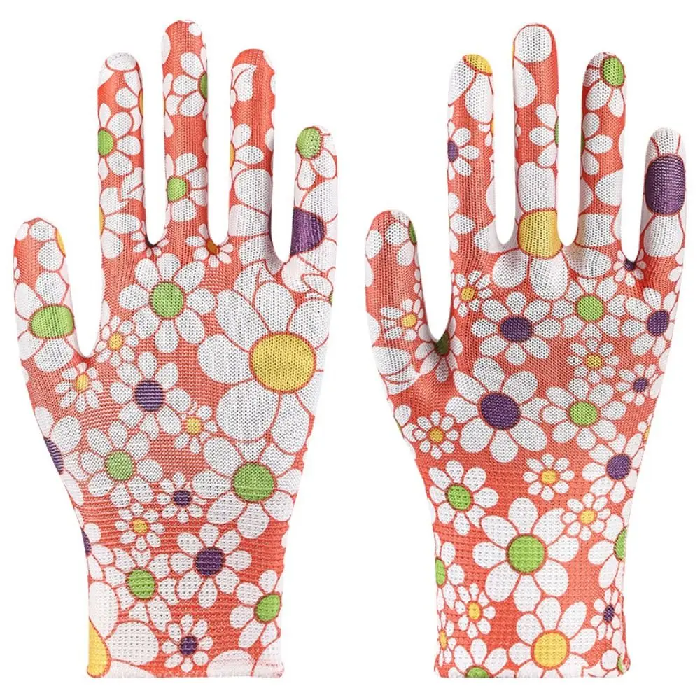 1Pair Thin Planting Labor Gloves Labor Protection Nylon Gardening Gloves Breathable Non-slip Women Work Gloves Floral Garden
