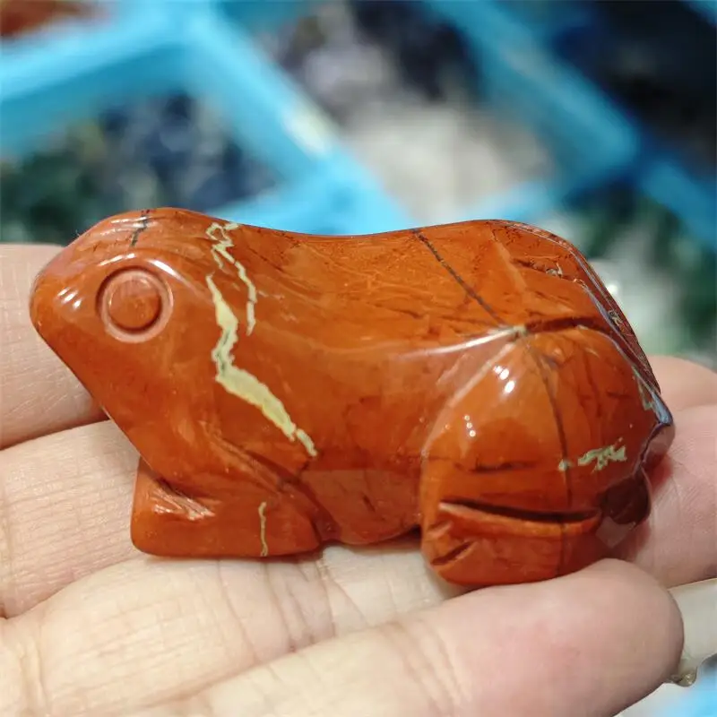 

Натуральная красная яшма, резьба в виде лягушки, кристалл, исцеление, Рейки, подарок на Хэллоуин, фестиваль, ремесло для украшения, 1 шт.