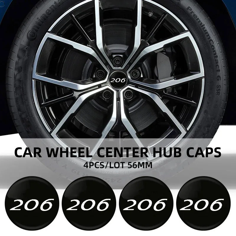 Car Wheel Center Cap with logo Car Wheel Center Caps Stickers Badges For Peugeot 206 Car Accessories Not easy to fall waterproof