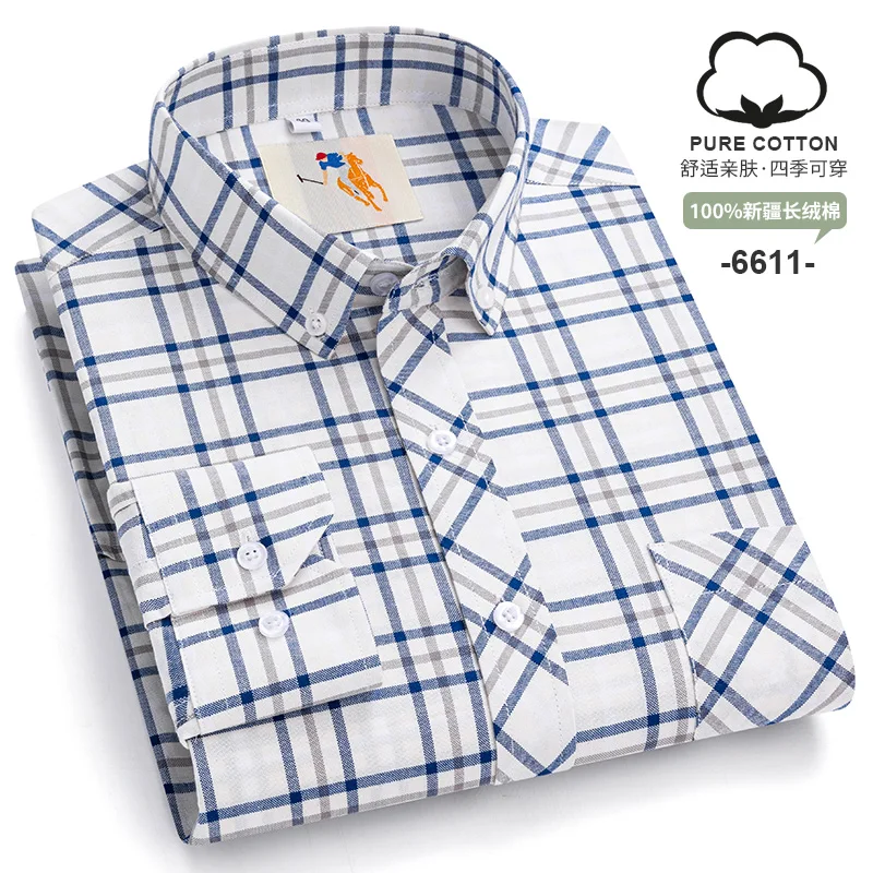

Men's Long Sleeve Casual Shirts Cotton Oxford Fashion Striped Regular Fit Business Shirts Factory Sale Man Clothes Dress Shirts