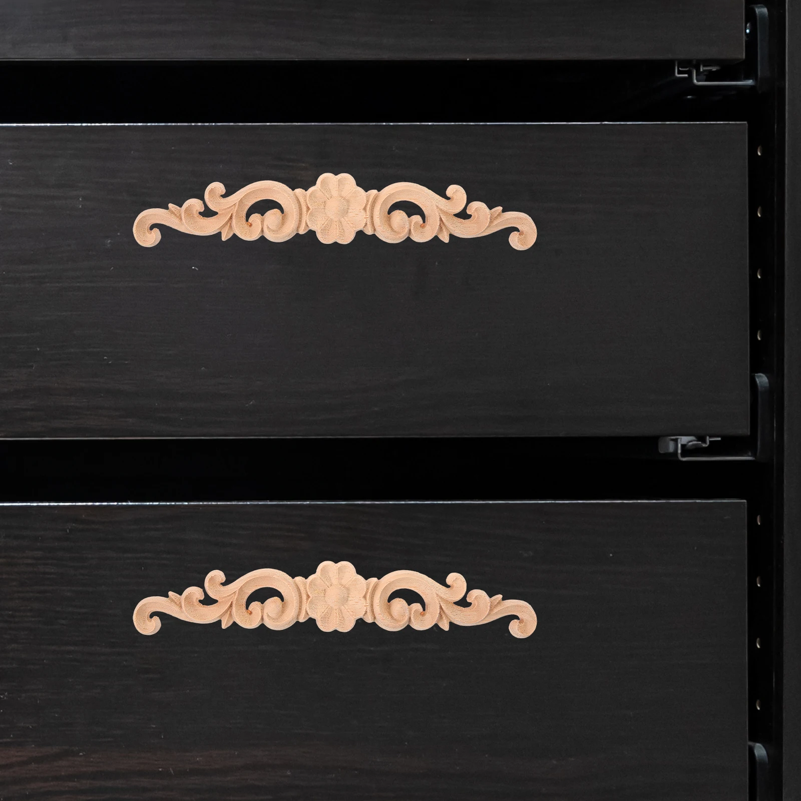 

2Pcs Premium Wood Carving Applique Creative Natural Design for Furniture Cabinets Doors Decor Unpainted Frames Size 1