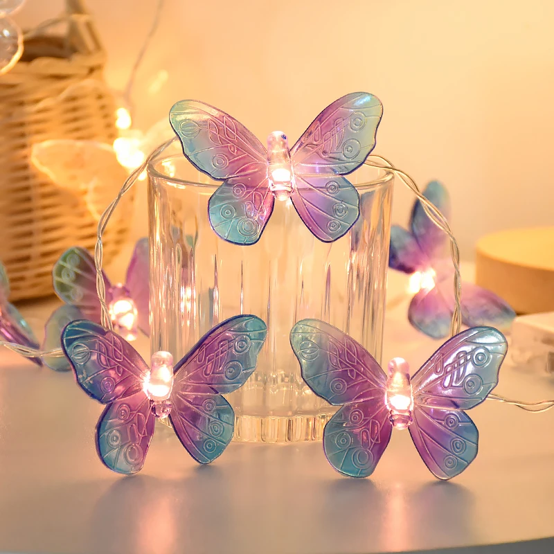 1,5 m lange Schmetterlings-LED-Lichterkette, Girlande, Mädchen-Schmetterlings-Thema, Geburtstagsfeier, Hochzeit, DIY-Dekorationen, Kindergeschenke