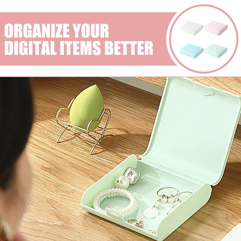 

4pcs Sanitary Napkin Storage Box Earphone ganizer Cable Carrying Case Travel Headphones Bracket Lipsticks PP Blue Green White