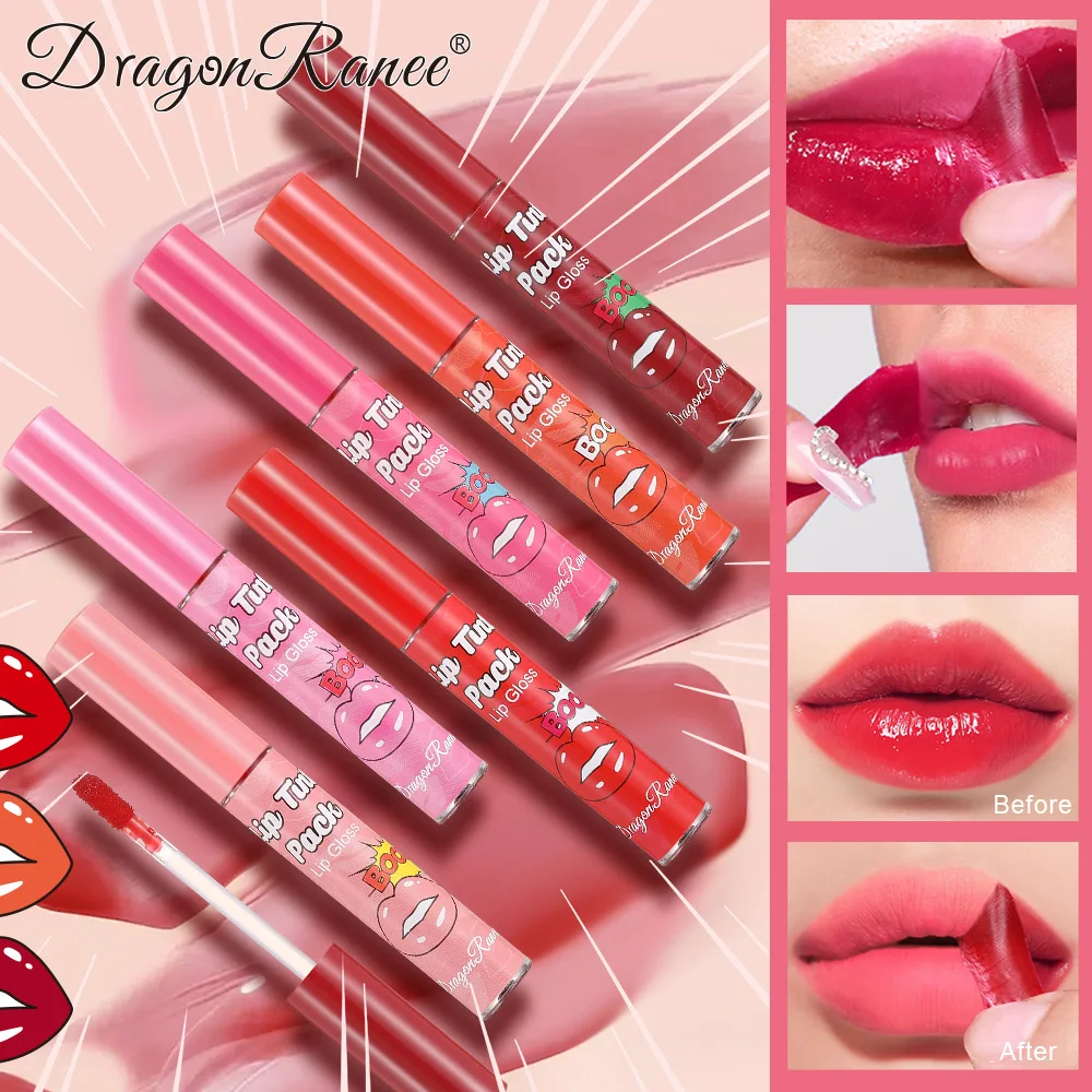 

Peel Off Rose Red Lip gloss Lip Outline Contour Tattoo Lip Stain Waterproof Transfer Resistant Tear Off Lipstick Makeup Lipgloss