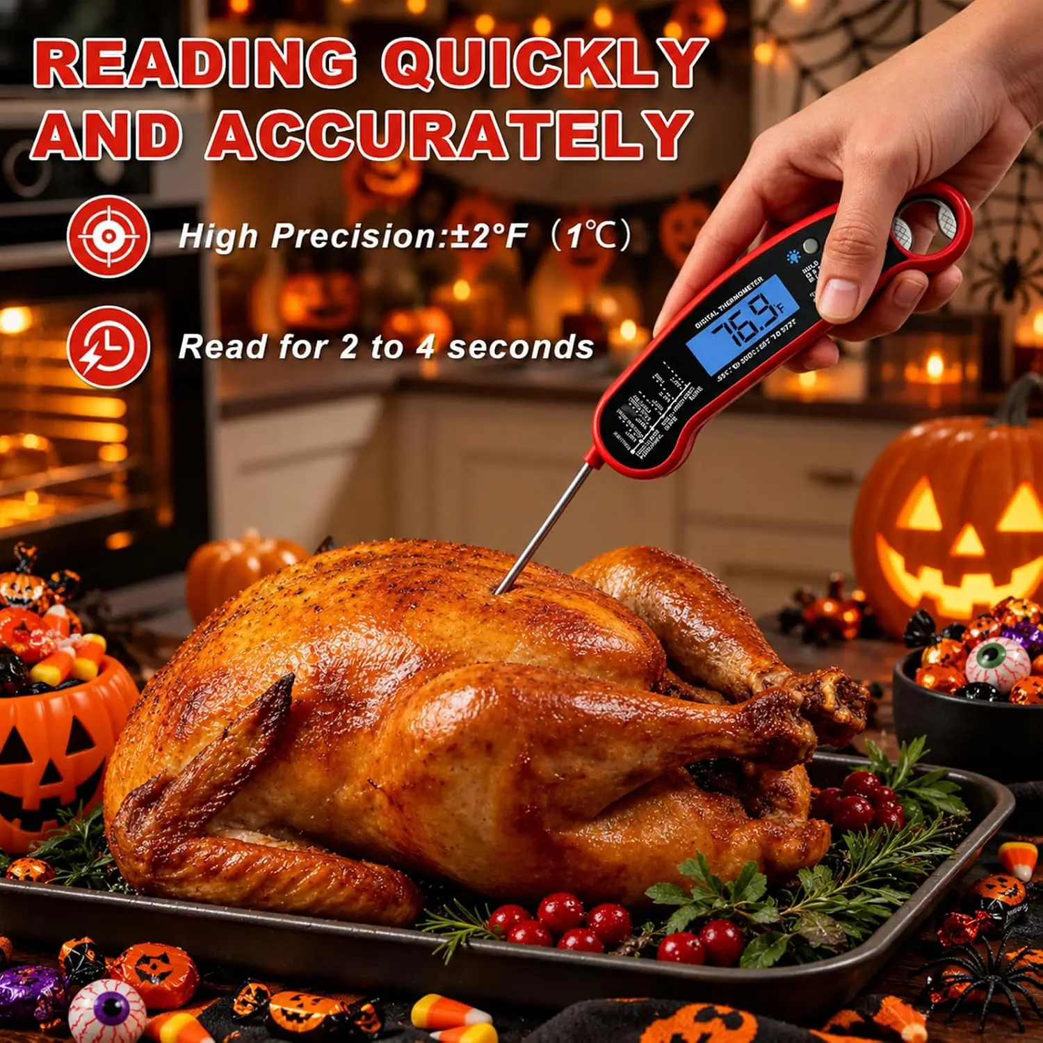 Instant Meat Thermometer Digital Waterproof Ultra-Fast Digital Meat Thermometer Kitchen Thermometer For Baking BBQ Grilling