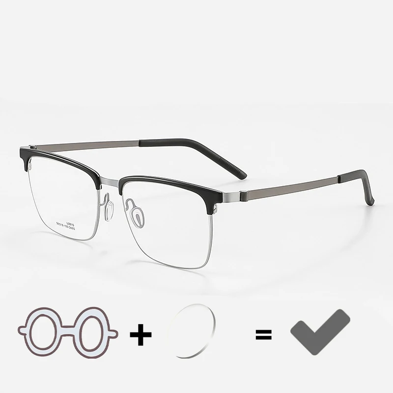 Linde Titanium Glasses Ultra Light Square Business Half Frame Glasses Frame  Formula Progressive Presbyopia Glasses Spectacles