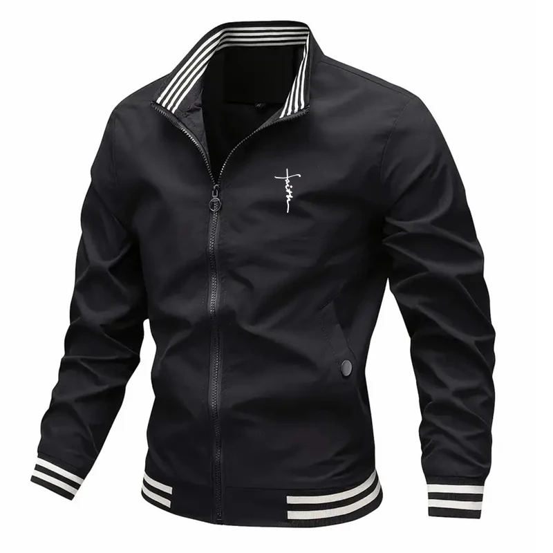 

2024 Men's Jacket Spring and Autumn Stand Collar Zipper Outdoor Sports Coat Oversized Tops Windbreaker Varsity Jacket for Men