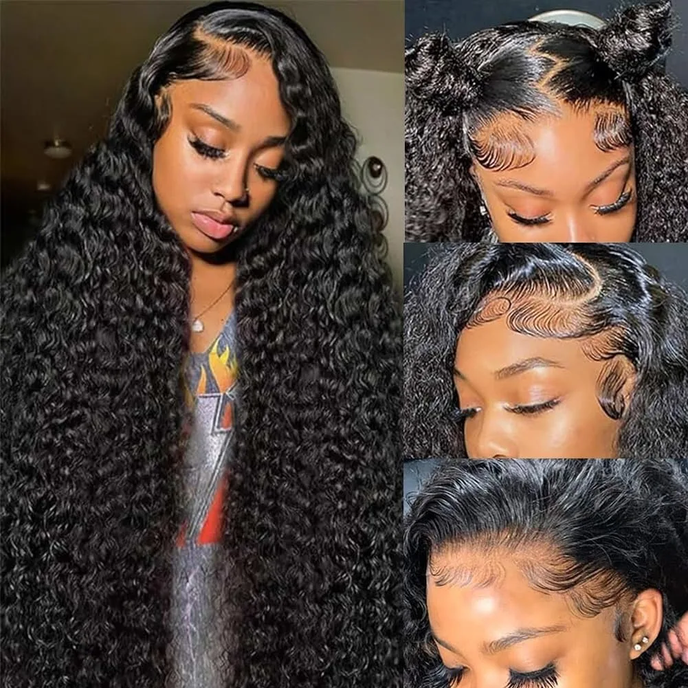 

13x4 HD Волна воды Вьющиеся человеческие волосы Предварительно выщипанные кружева 30-дюймовые Hd Парики фронтальной части шнурка Глубокая волна Парик фронтальной части шнурка для чернокожих женщин