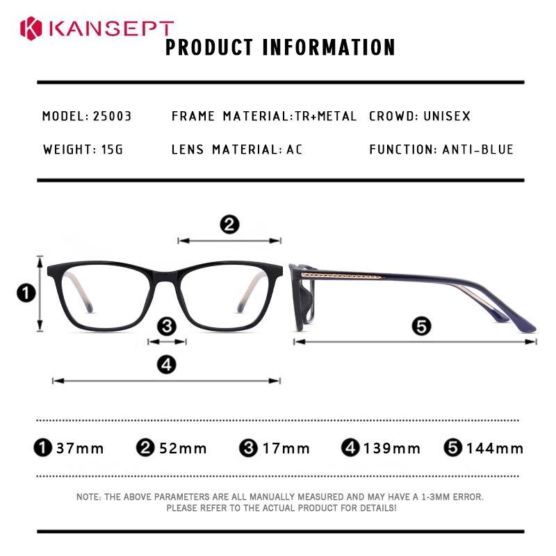 KANSEPT إطارات النظارات عالية الجودة وصفة طبية العدسات قصر النظر العدسات النظارات النسائية العدسات نظارات القراءة الزجاجية الصف