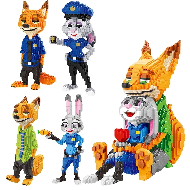 

Zootopia Mini Building Blocks Toys Anime Action Figures Nick Fox Judy Collection Micro Brick Toys for Children