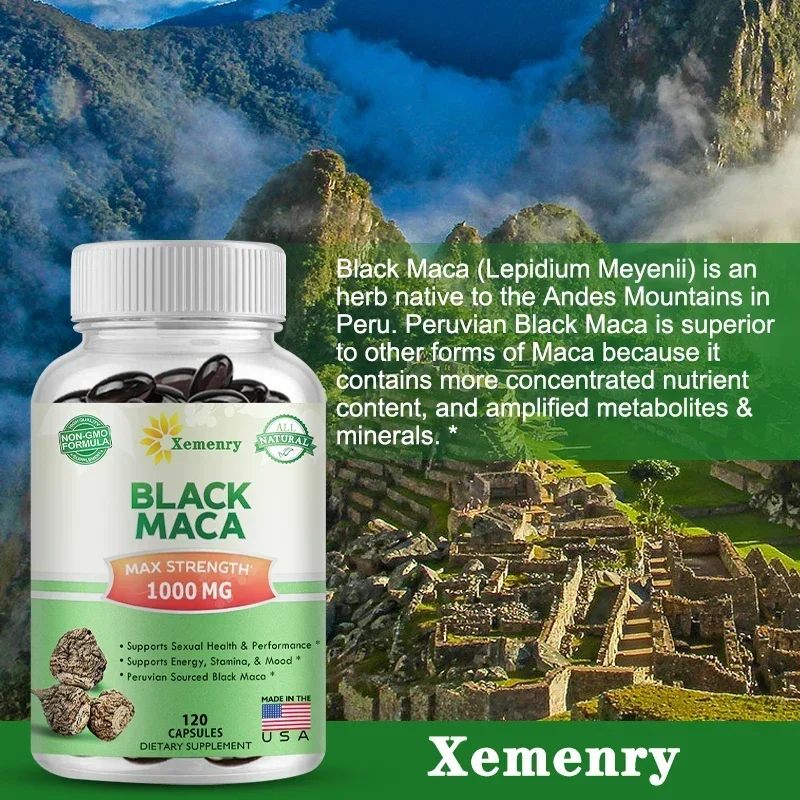 Black Maca Root - Enhances Male Energy, Vitality and Stamina, Balances Hormones, Improves Memory & Mental Clarity