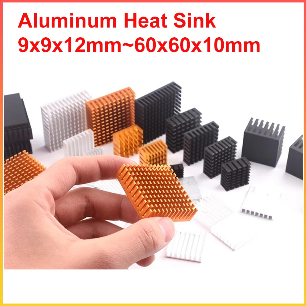 Aluminum Heat Sink Electronic Cooling Block 9x9x12mm~60x60x10mm CPU/Chip/Router Thermal Dissipation Module DIY Parts