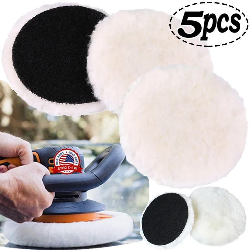 5 Sizes Wool Polishing Disc Pad for Car Paint Care Polisher Pads Waxing Polishing Buffing Wool Pad 75-180mm Auto Accessories
