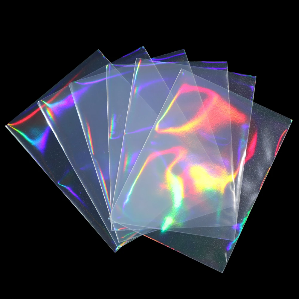 100pcs Cards Sleeves Rainbow Foil Transparent Laser Clear YGO Board Game Holographic Photo Protector Trading Cards Shield Cover
