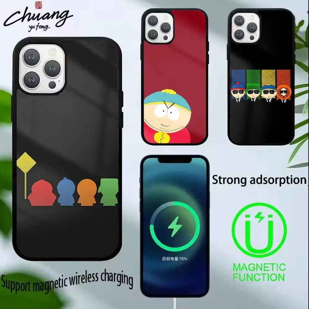 

Cartoon Funny S-South-P-Park Phone Case For iPhone 14,16,15,13,17,12,Plus,Pro,Max Magnetic For Magsafe Frosted Cover