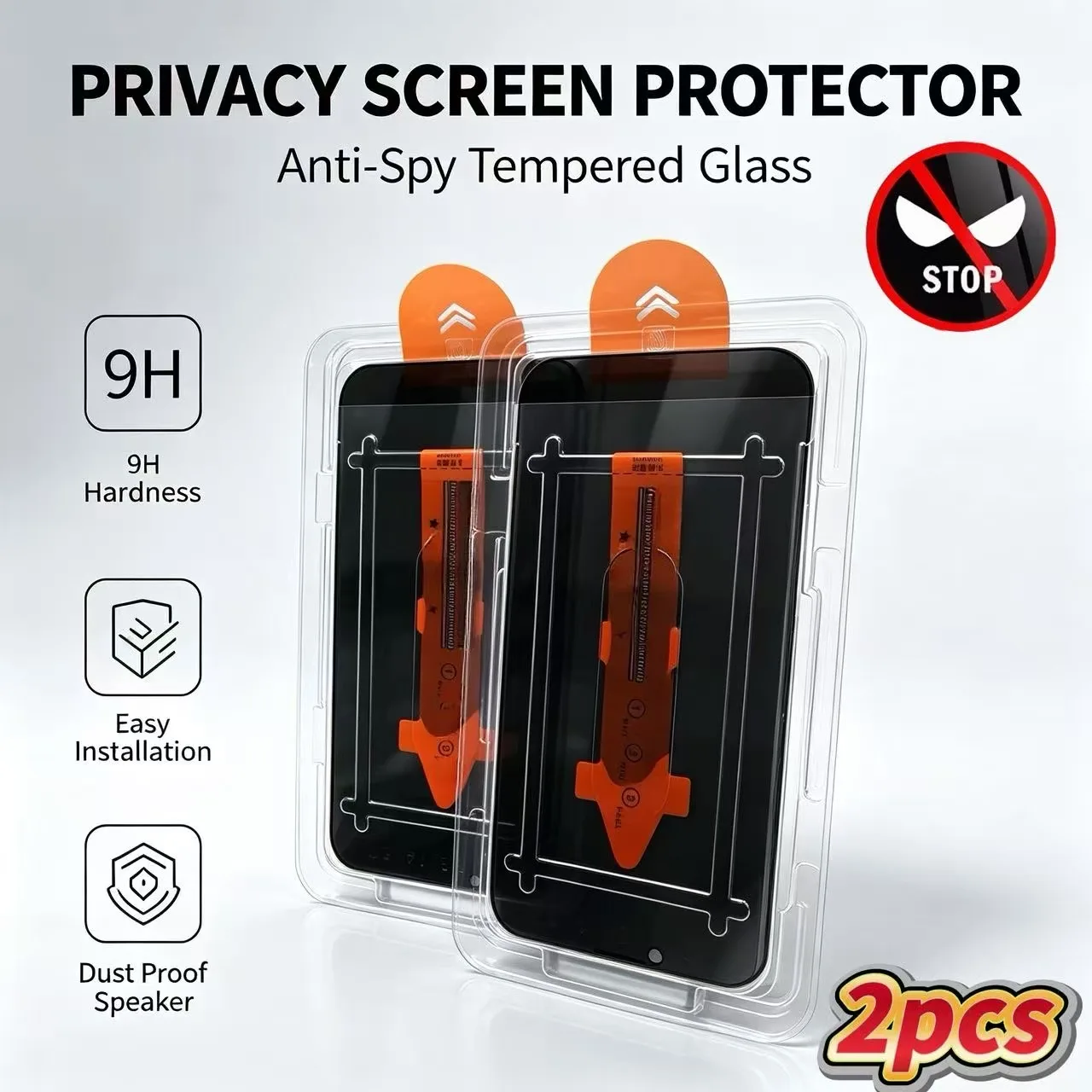 2 Pieces of Anti-Spy Tempered Glass Screen Protectors, Suitable for iPhone 18Promax/18Pro/18/17Promax/17Pro/17/16Promax/16/15Promax/15//14Peomax14 Plus/13/12/11 Pro Max, Full Coverage Privacy Protection, Dustproof