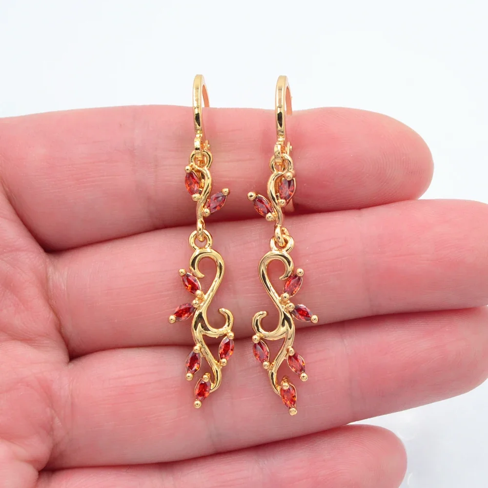 Gold Color Women Lake Blue Cubic Zirconia CZ Artistic Aesthetic Earrings Jewelry