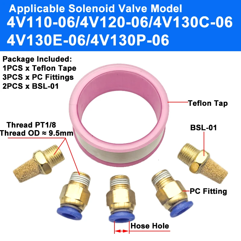 4V Valve Accessories Pneumatic Solenoid Valve Connector Set PL SL BSL PC