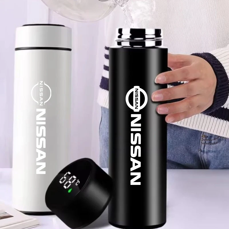 Botella termo inteligente de 500ml con logo para Nissan Qashqai Juke Pulsar Sentra Altima Patrol Micra Rogue Almera Versa Pathfi