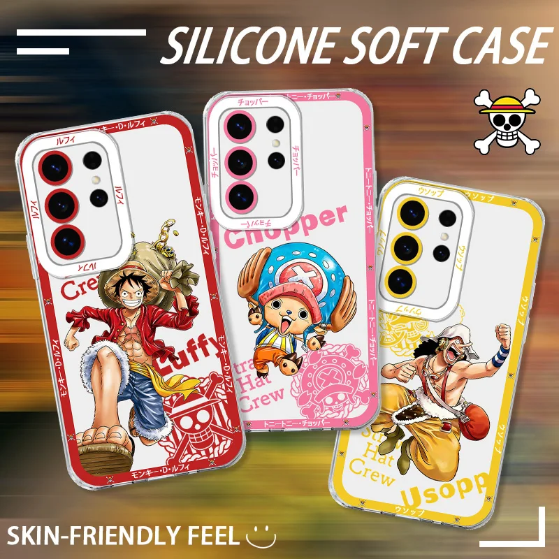 One Piece Cartoon Clear Case for Samsung Galaxy S26 Ultra S25 Edge S24 S23 S22 S21 FE Plus A57 A37 5G A07 A17 4G Back Cover