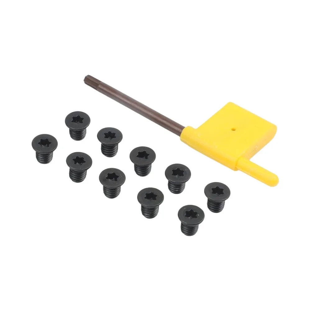 

10pcs 14mm Square Carbide Inserts Cutter Lathe Turning Tool With Screws Wrenches For Woodworking Lathe Tool Solid Carbide Blade