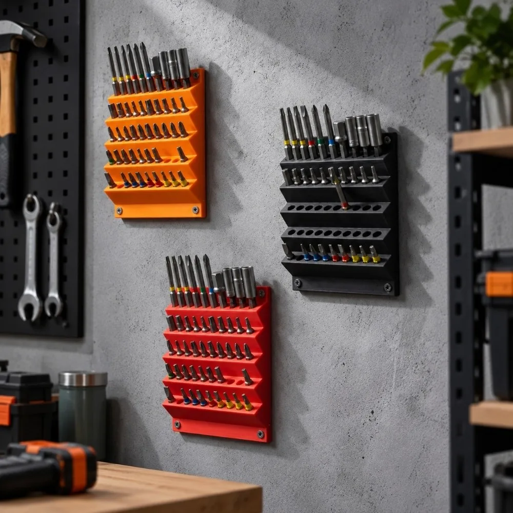 50 Hole Screwdriver Bit Organizer 6.3mm 3D Printing Hex Screwdriver Bit Holder Slot Design Save Space Drill Bit Storage Stand