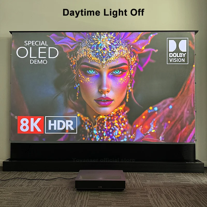New 100-120 Inch T Prism ALR Motorized Electric Tab Tension Floor Rising Projector Screen Square Shell For UST Projector