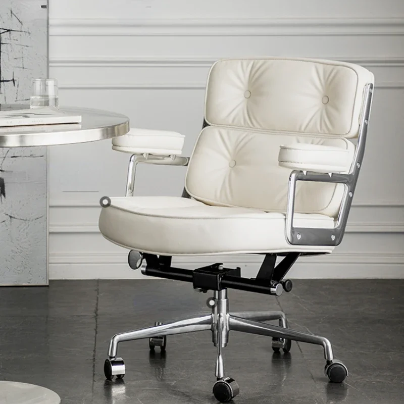 Leather Backrest Office Computer Chair Nordic Light Luxury Boss Meeting Seat Nordic