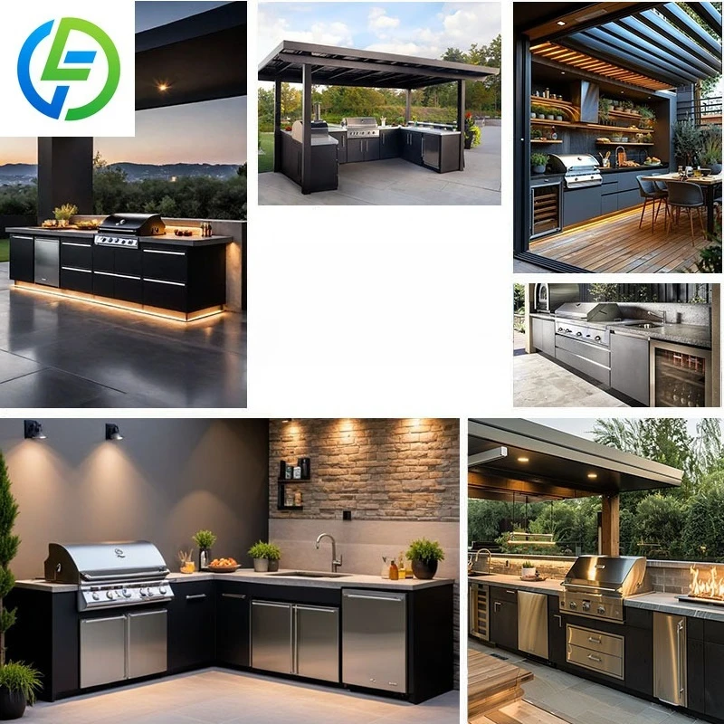 Durable Aluminium Portable Eco-Friendly Outdoor Kitchen Cabinets BBQ Grill Pizza Oven for Rustproof Garden Summer Kitchen Island