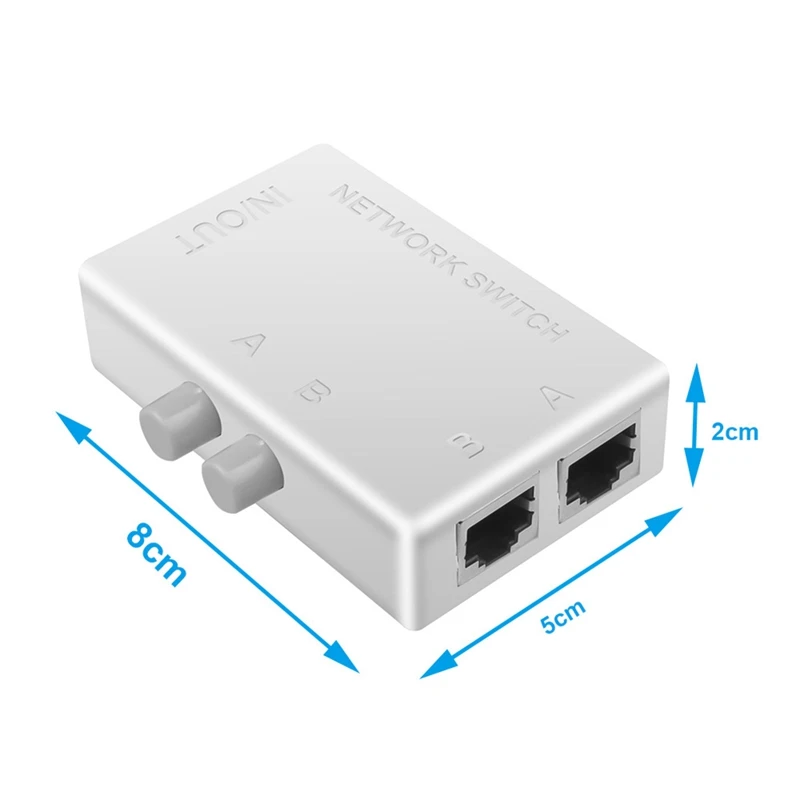 RISE-Mini 2 Port RJ45 RJ-45 Network Switch Ethernet Network Box Switcher Dual 2 Way Port Manual Sharing Switch Adapter HUB
