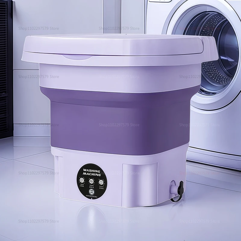 دلو غسالة محمول قابل للطي سعة 8 لتر للملابس والجوارب والملابس الداخلية وتنظيف الأجهزة المنزلية وغسالة السفر المحمولة