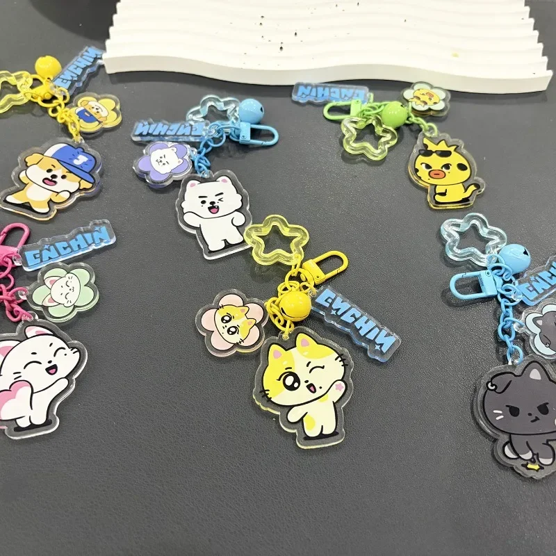 Q Version ENHYPENED Cartoon Fan Merch Acrylic Keychain Double-Side HD Print Lightweight Bag Custom Character Support Key Gift view 2