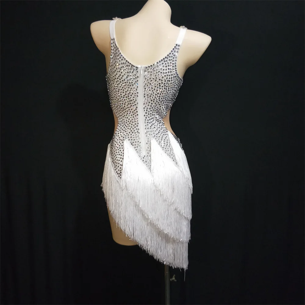 Abito da performance sul palco con tutina sottile elasticizzata sexy con strass luminosi per feste in discoteca APIAbiti con strass