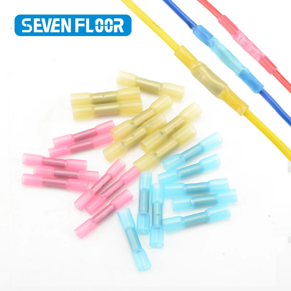 20/50 PCS Heat Shrink Connectors Insulated Waterproof Crimp Terminals Seal Butt Electrical Wire Connector 22-18 AWG