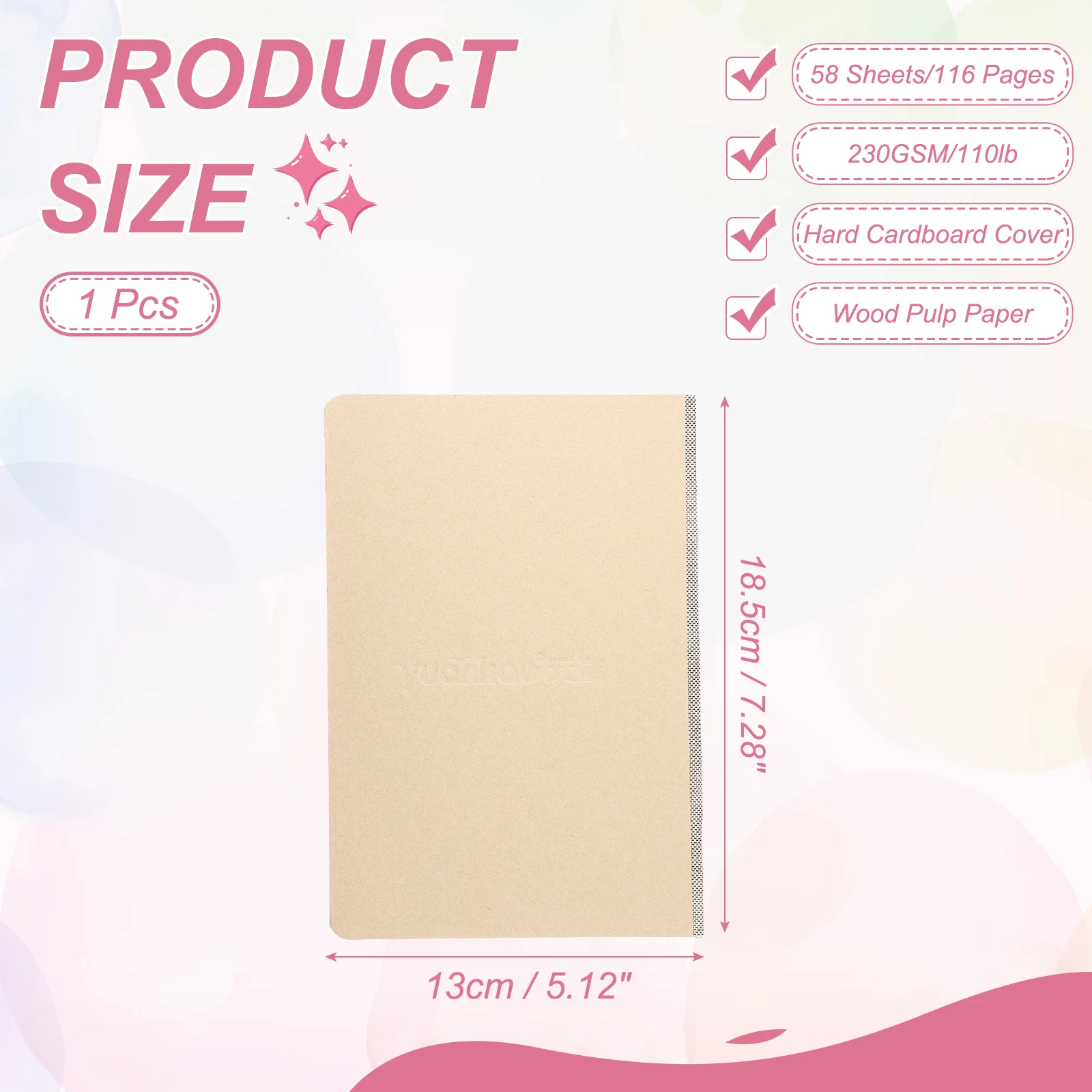 Hardcover Pocket Watercolor Sketchbook 58 Sheets/116 Pages 230GSM Blank Travel Journal Sketch Book for Writing Drawing Painting