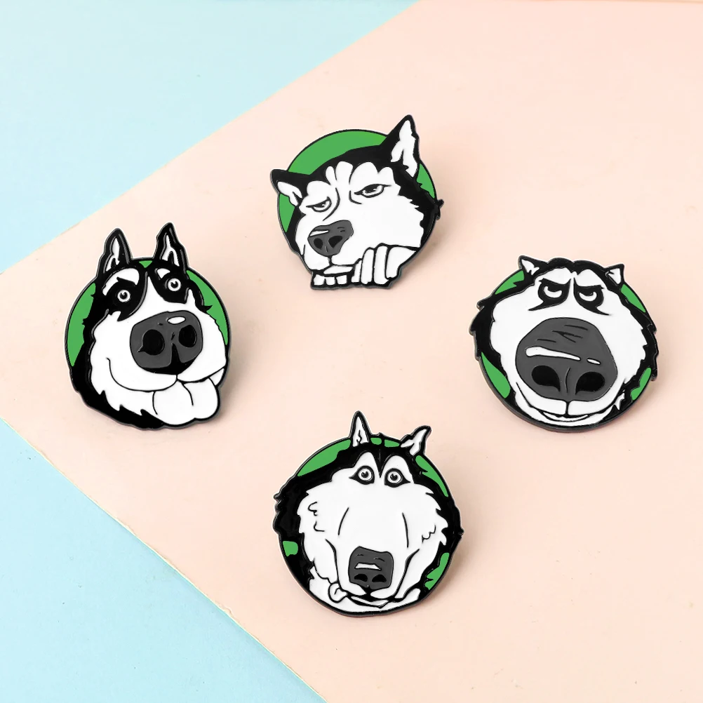 Creative Husky Enamel Pins Cute Pet Dog Brooches Backpack Clothing Hat Accessories Fashion Denim Jackets Collar Gifts For Kids