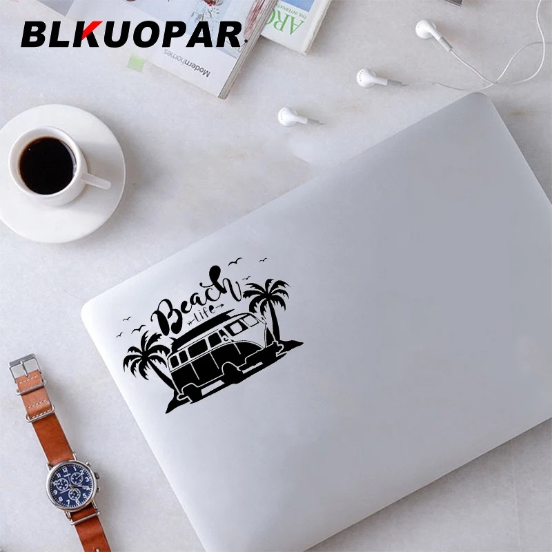 BLKUOPAR Beach Surfing RV Van Life Coconut Tree Seagull Summer Waterproof Decal Windows Trunk Car Stickers VAN Surfboard Lable