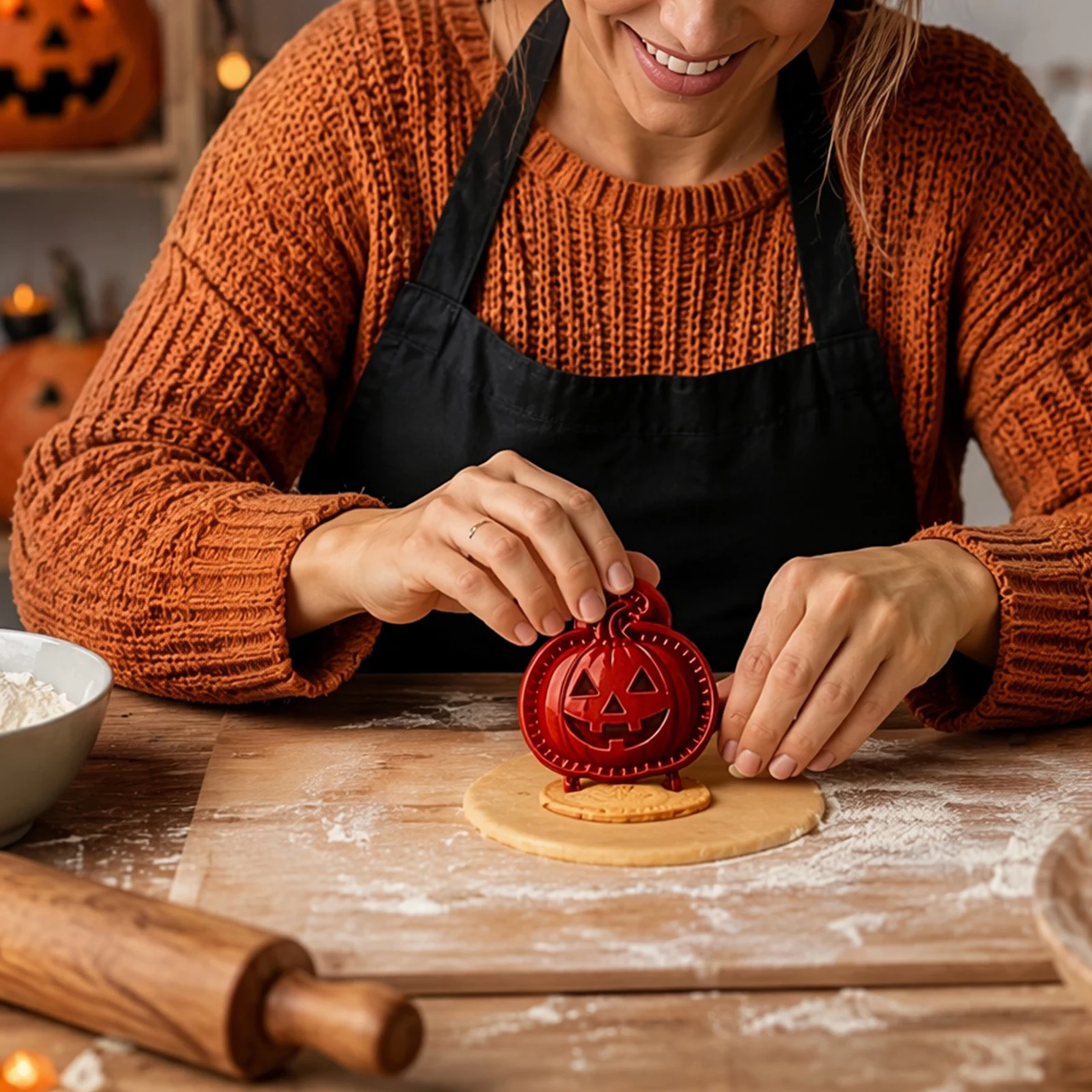 Fall Baking Kit 8 Halloween Shapes Mini Hand Pie Pumpkin Ghost Bat Skull Witch Hat Spider Web Haunted House Set