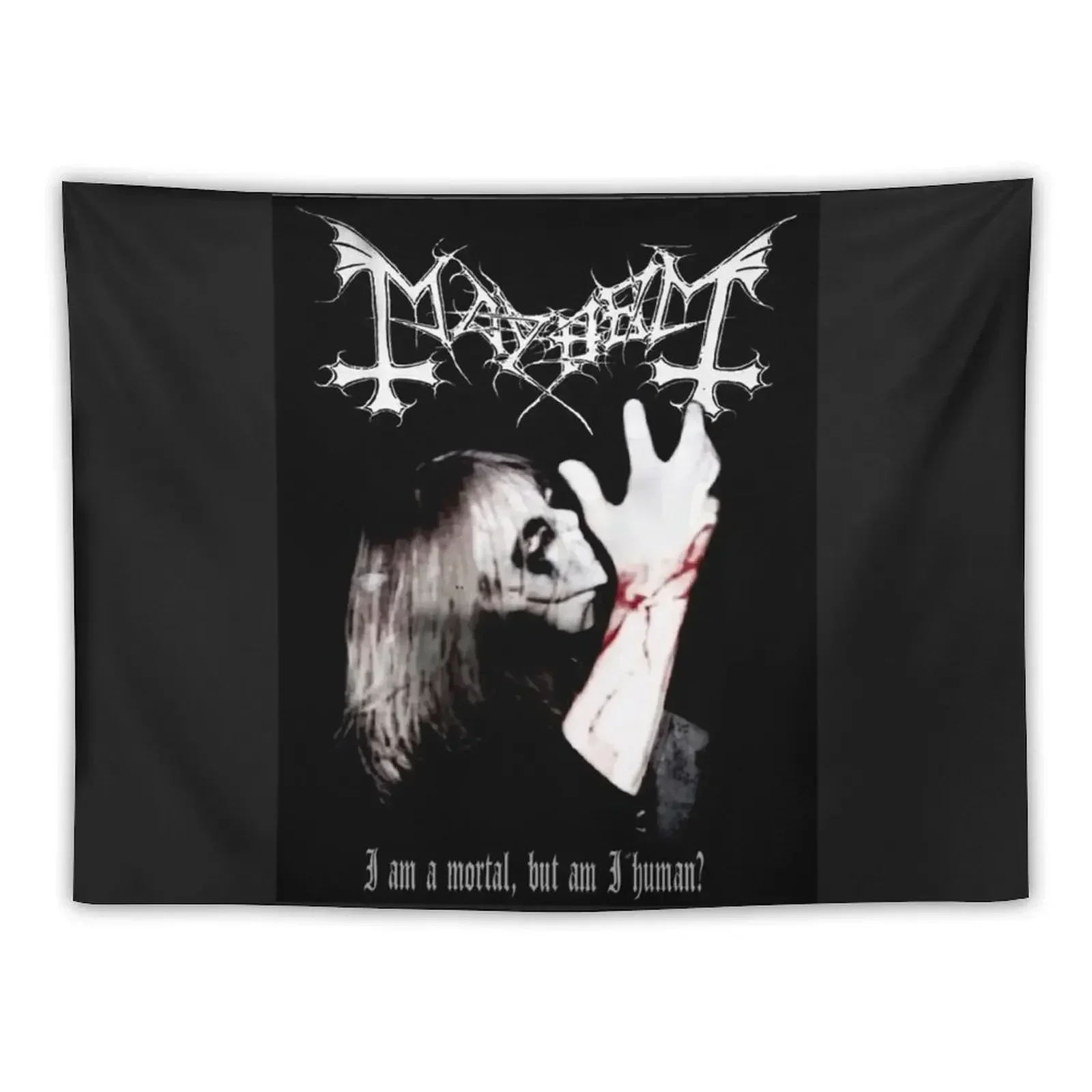 Mayhem T-shirt, Mayhem Tee, Mayhem Inspired Merch, Black metal Tapestry Outdoor Decor Wall Art Tapestry