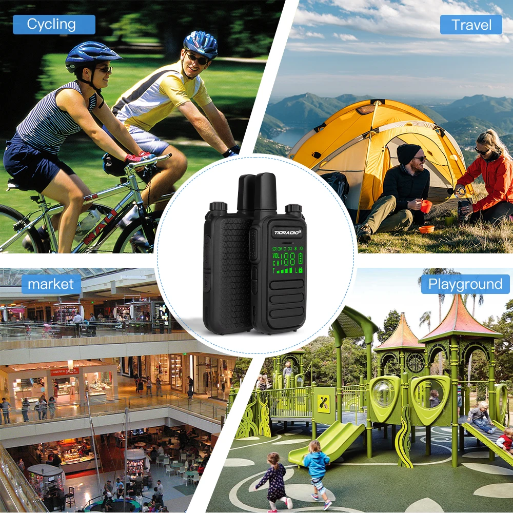 TIDRADIO 2pcs TD-M11 Mini Walperforated Talkie FRS Longue Portée Rechargeable Portable Enfants Radio Bidirectionnelle Type-C Chargeur pour Camping Voyage