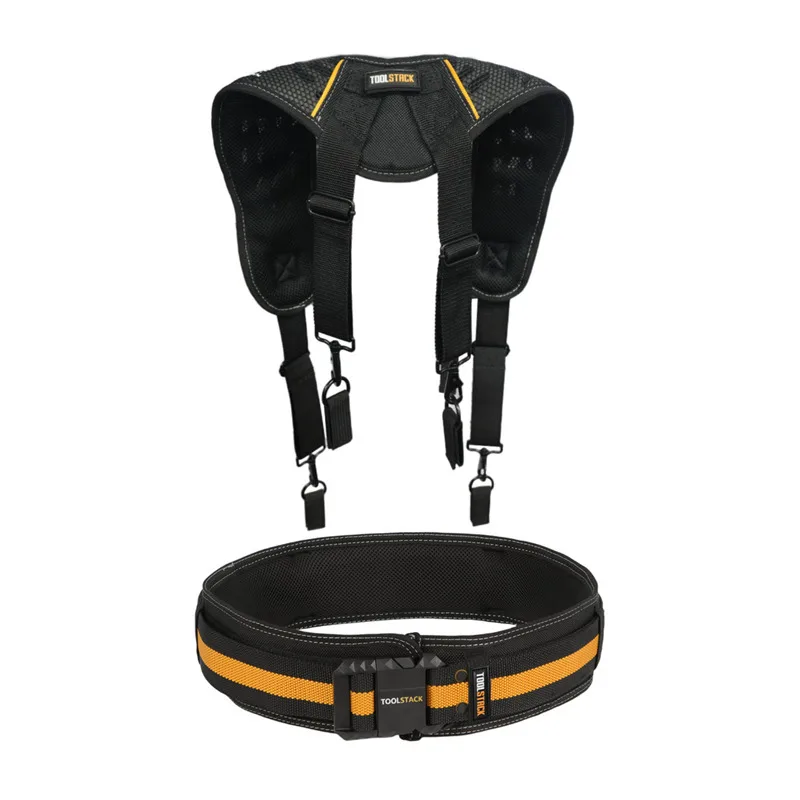 TOOLSTACK TSK-41B + TSK-51G herramienta de construcción cinturón tirantes cinturón acolchado hebilla resistente cómoda almohadilla de hombro de espuma