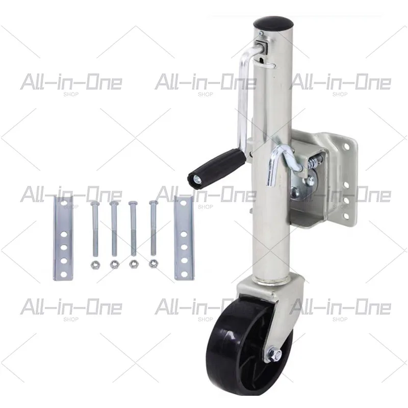 1200 lb Trailer Jack with 6 Inch Wheel, Hand Crank Leg Guide, Strap and Bolts Included