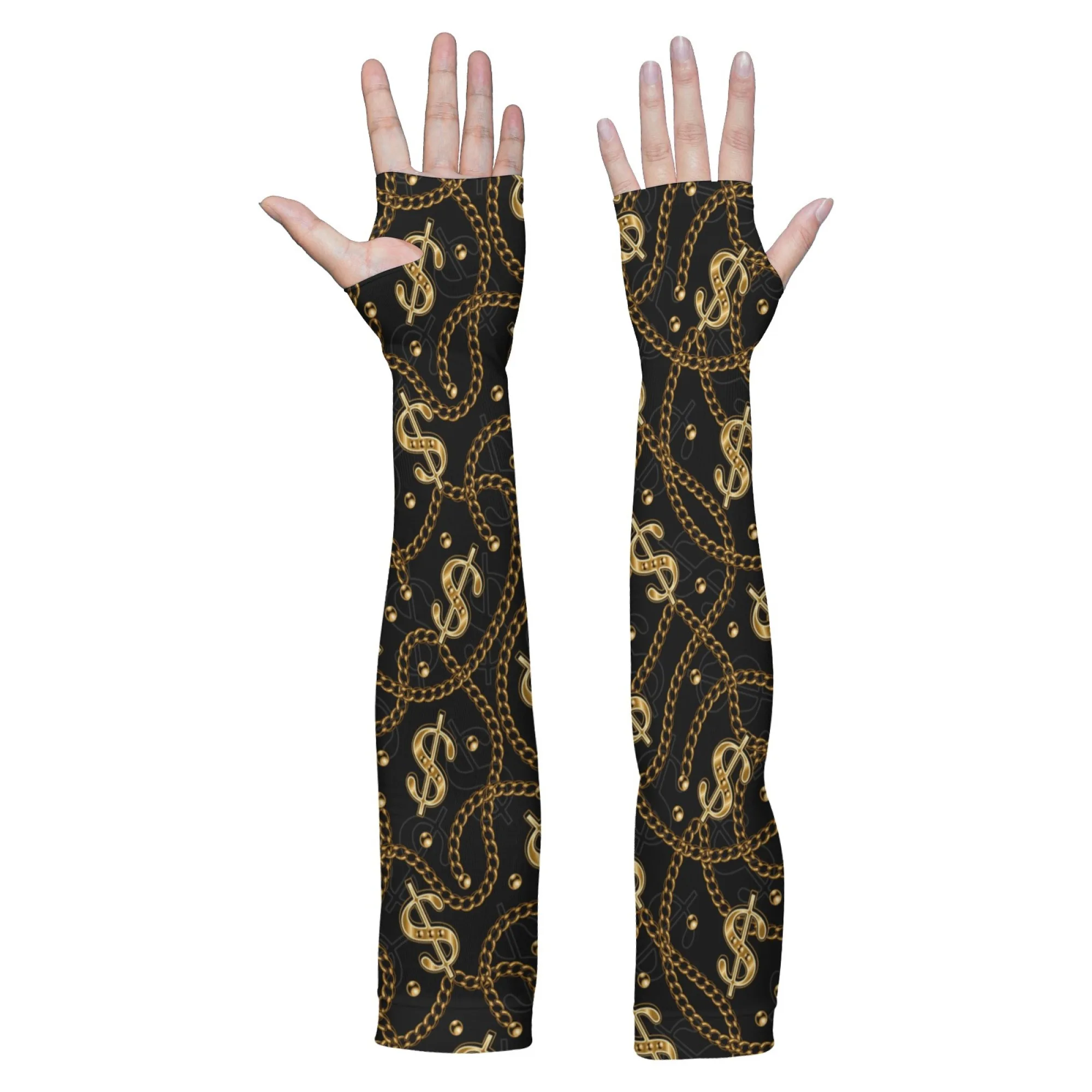 Dollar Sign Sleeves Novelty Outdoor Sports Sunscreen Sleeves Breathable Comfortable Non-slip Quick-drying Cooling Arm Sleeves