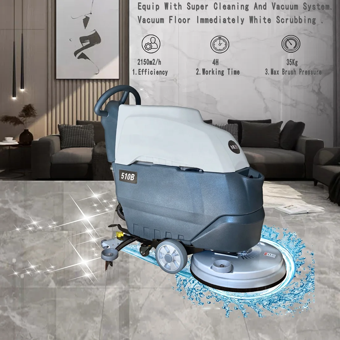 

-510B Manual Scrubber Dryer Factory Marble Tile Commercial Industrial Floor Scrubbing Machine Electric Walk-Behind 24V New