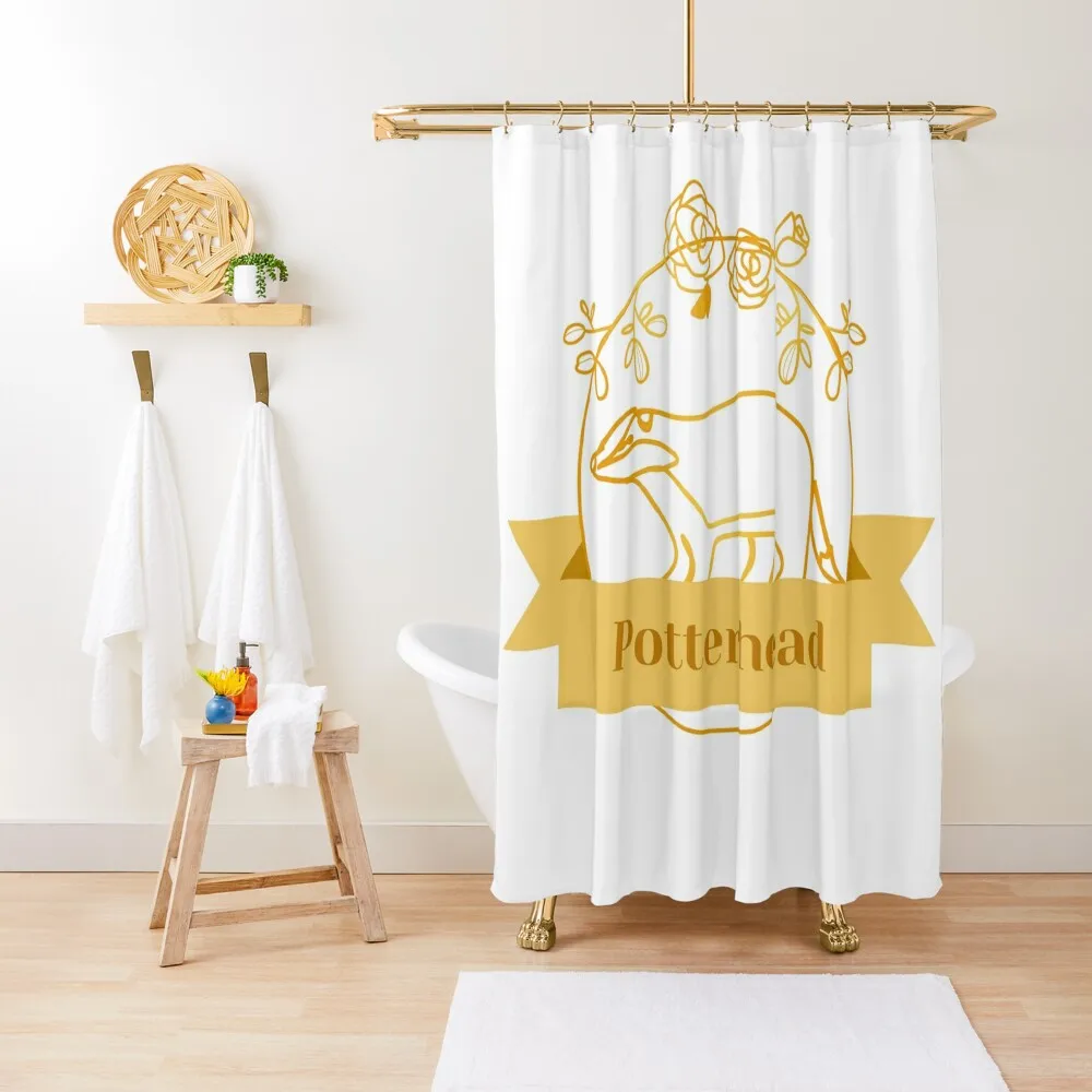 

Golden Potterhead Badger Emblem Shower Curtain For Bathrooms Bathroom Accessories Curtain